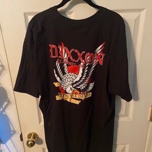 DIXXON Black Short Sleeve Tee with Red & White Eagle Graphic